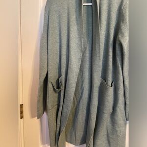 Pink Martini Green Open Front Cardigan Cashmere Blend M Preppy Cottage‎ Business